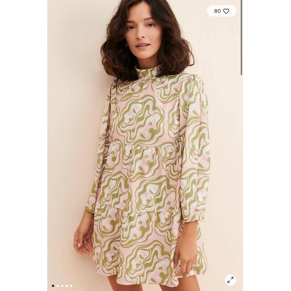 Dazey LA 70s Cake Mini Dress Abstract Hippie Groovy A-line Small
